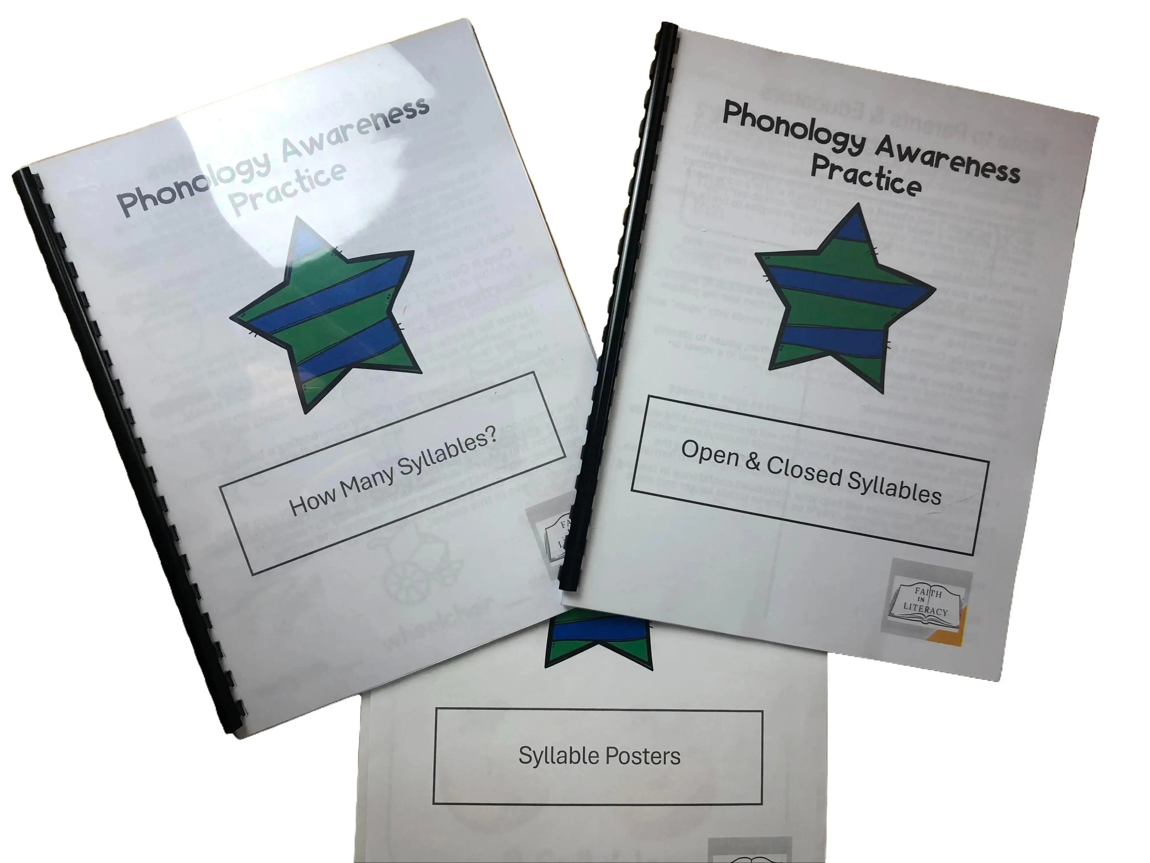 Fatih Literacy Phonological Awareness Syllables Activity Set - 1st-2nd Grade English Learning Materials, Interactive Tasks, How Many Syllables? Workbook, 10 Posters, Visual Learning Tools