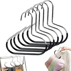 Durable Steel Hangers: Maximize Closet Space with Versatile Storage, Multifunctional Stainless Steel Hat Hangers, Heavy Duty Space Saving Closet Organizer for Hats, Scarves, Belts (Black,6PCS)