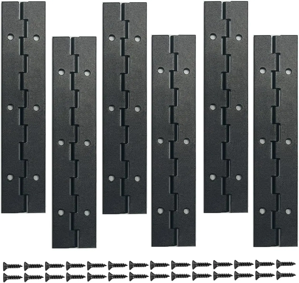 6 Pack 6 Inch Black Heavy Duty Stainless Steel Piano Hinge, Long Hinge