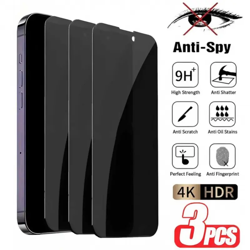 Anti-Spy Privacy Phone Screen Protector, Tempered Screen Film Compatible with iPhone 17 16 15 14 13 12 11 Pro Max Plus Air, Mobile Phone Accessories, Protection