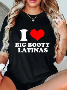 100% Cotton I Love My Big Booty Latinas Matching Red Heart GF Graphic T-Shirt