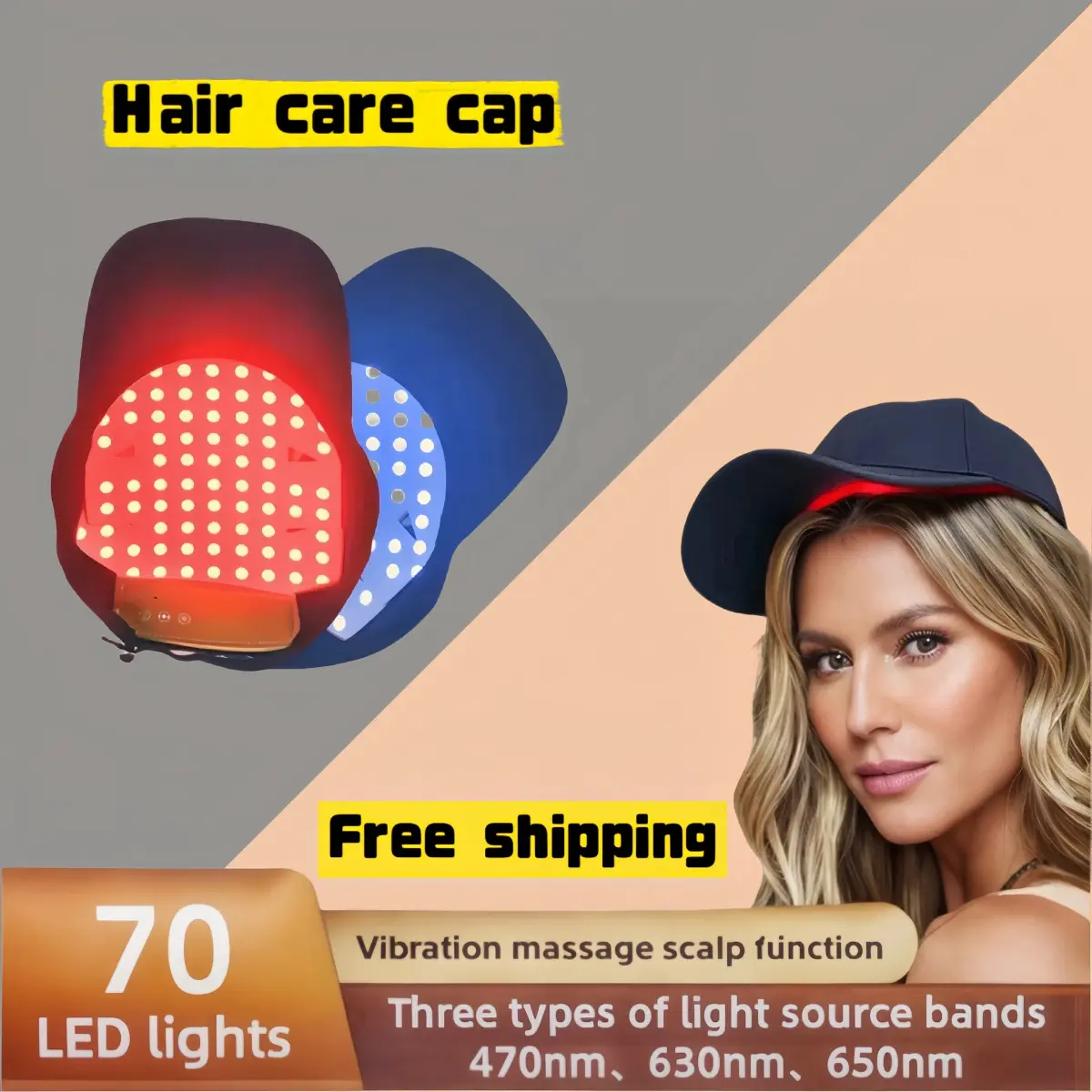 Red Light Therapy for Hair Fast Growth Cap Red&Infrared Light Therapy Device for Hair Loss Treatment with USB Charging Anti-hair Haircare Solution Haircare Supplement