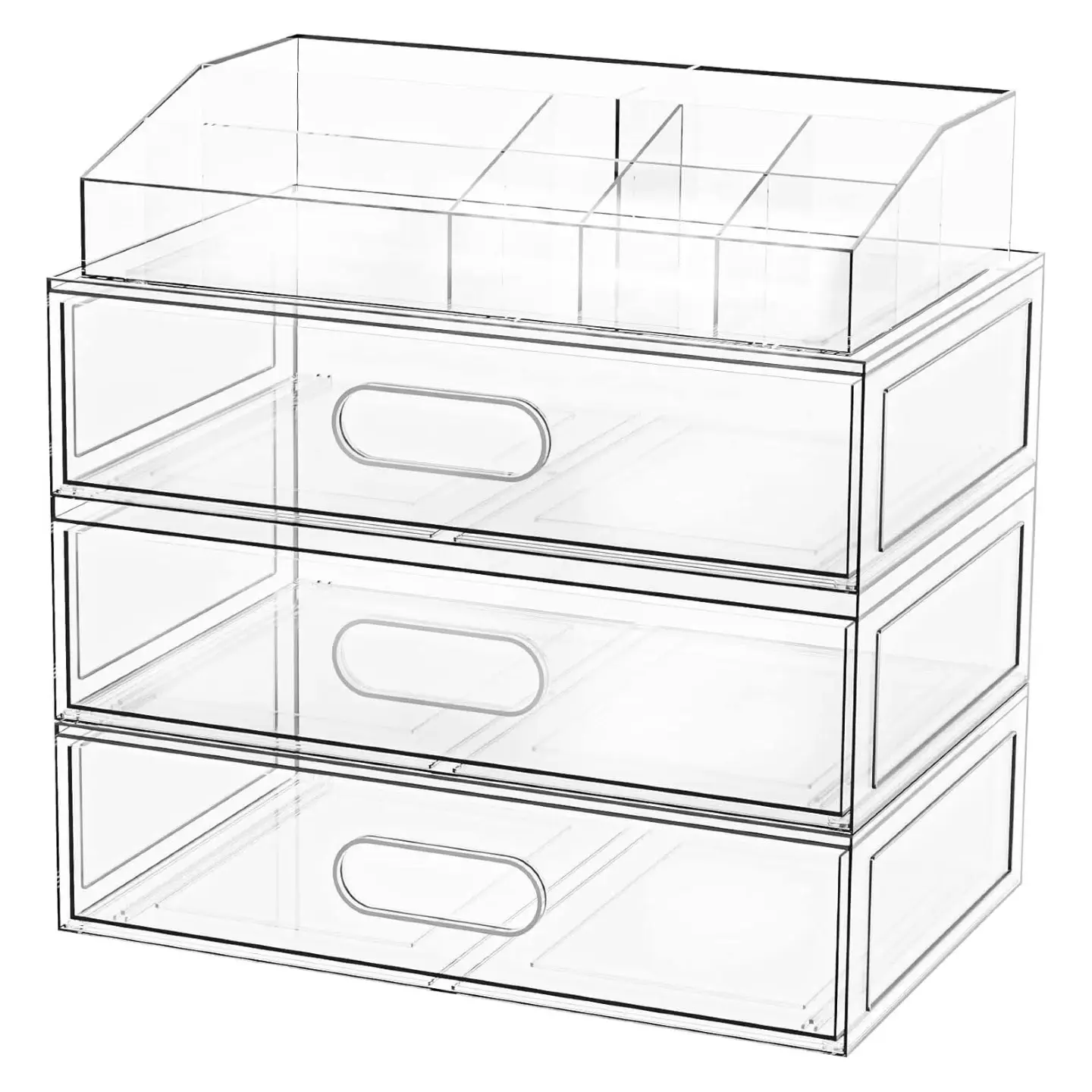 Clear Makeup Storage Drawer, 12''W Stackable Bathroom Organizers and Storage Drawer, Acrylic Cosmetic Display Case For Vanity, Undersink, Cabinets, Desk Organizer