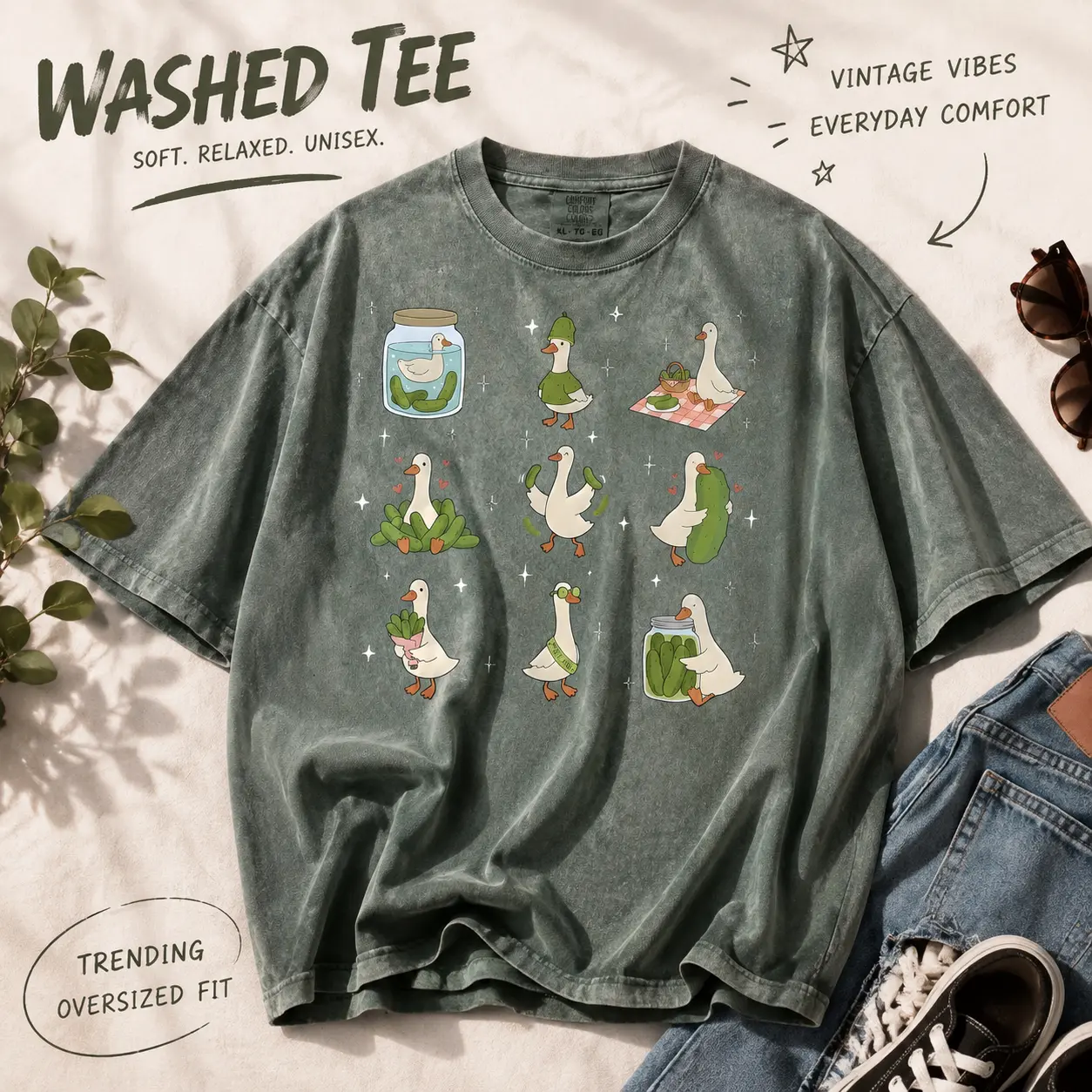 Men's Cotton Breathable Short-Sleeve Casual T-Shirt with Pickle Lover Silly Goose Meme Prints, Shortsleeve, Original