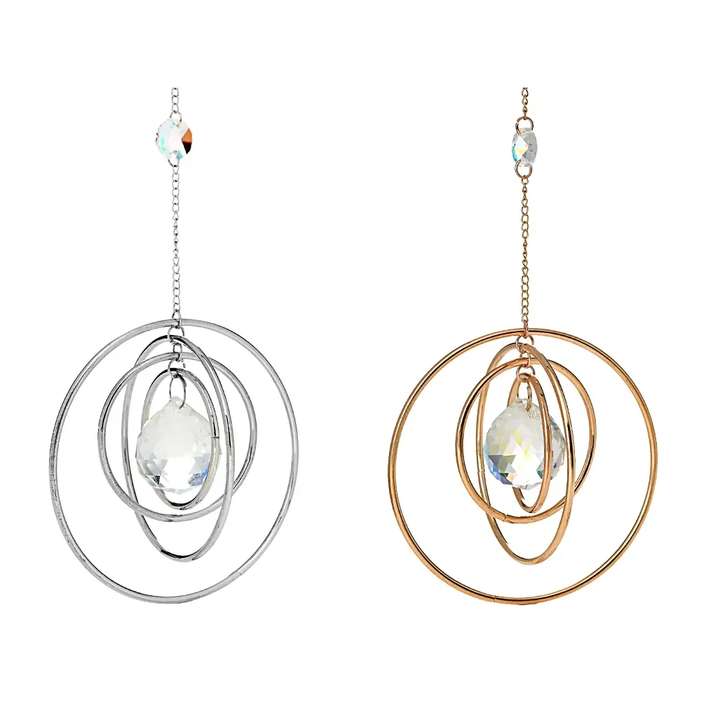 JTV Crystal With Two Tone 3 Ring Suncatcher Set of 2 JTV Crystal With Two Tone 3 Ring Suncatcher Set of 2
