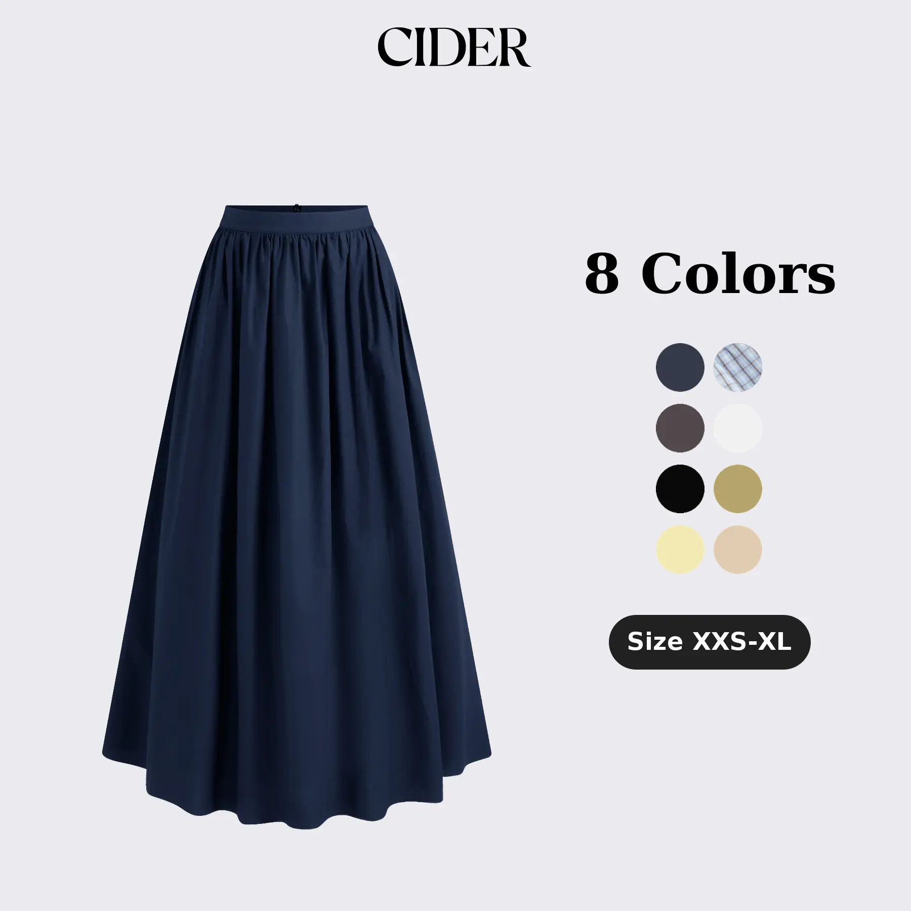 Cider Mid Rise Solid Ruffle Maxi Skirt