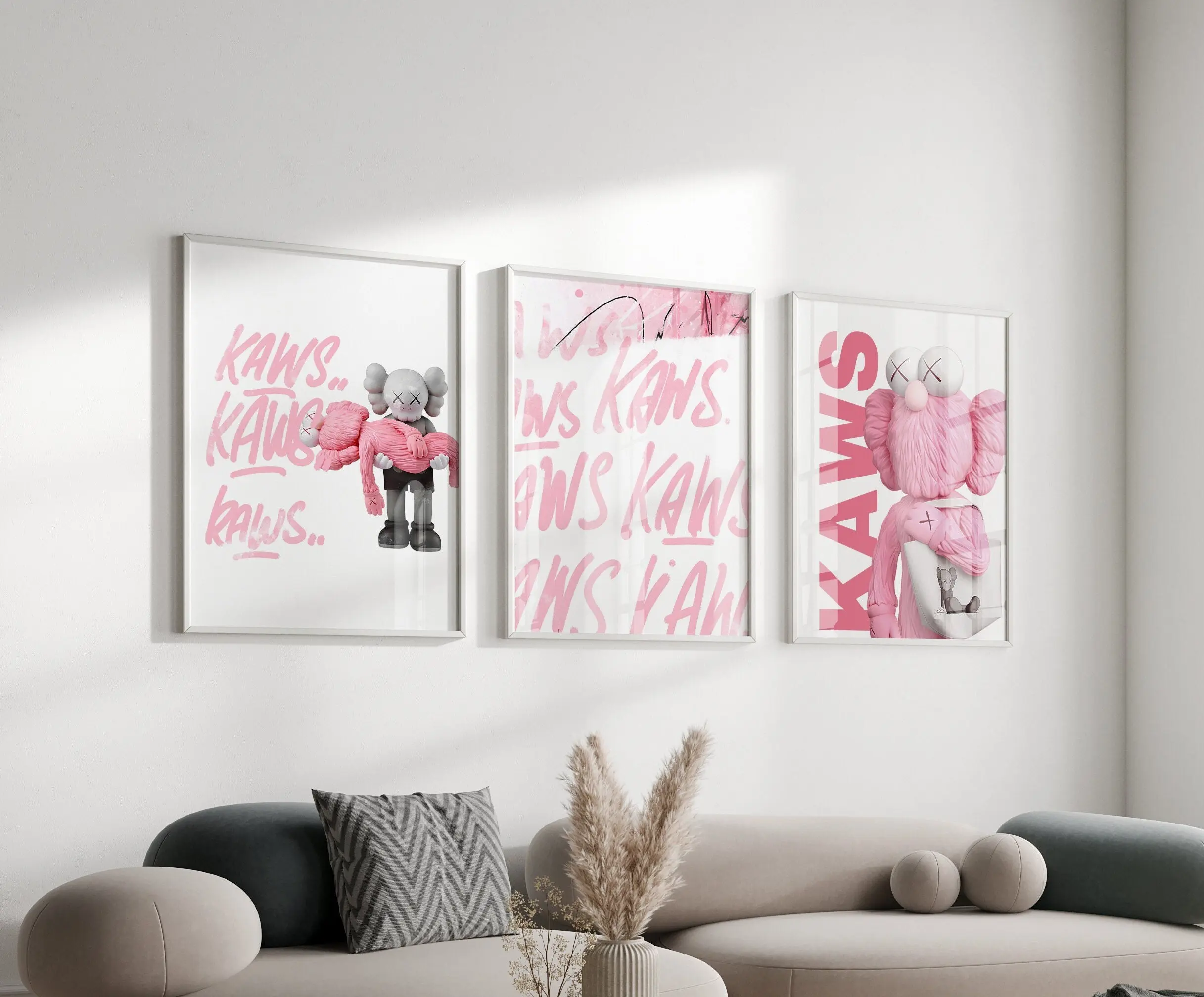 Set of 3 pink Hypebeast Figure Poster, Printable KAWS, Pink Hypebeast Toys, Graffiti print, Hypebeast Decor, pink graffiti, Digital Dowload