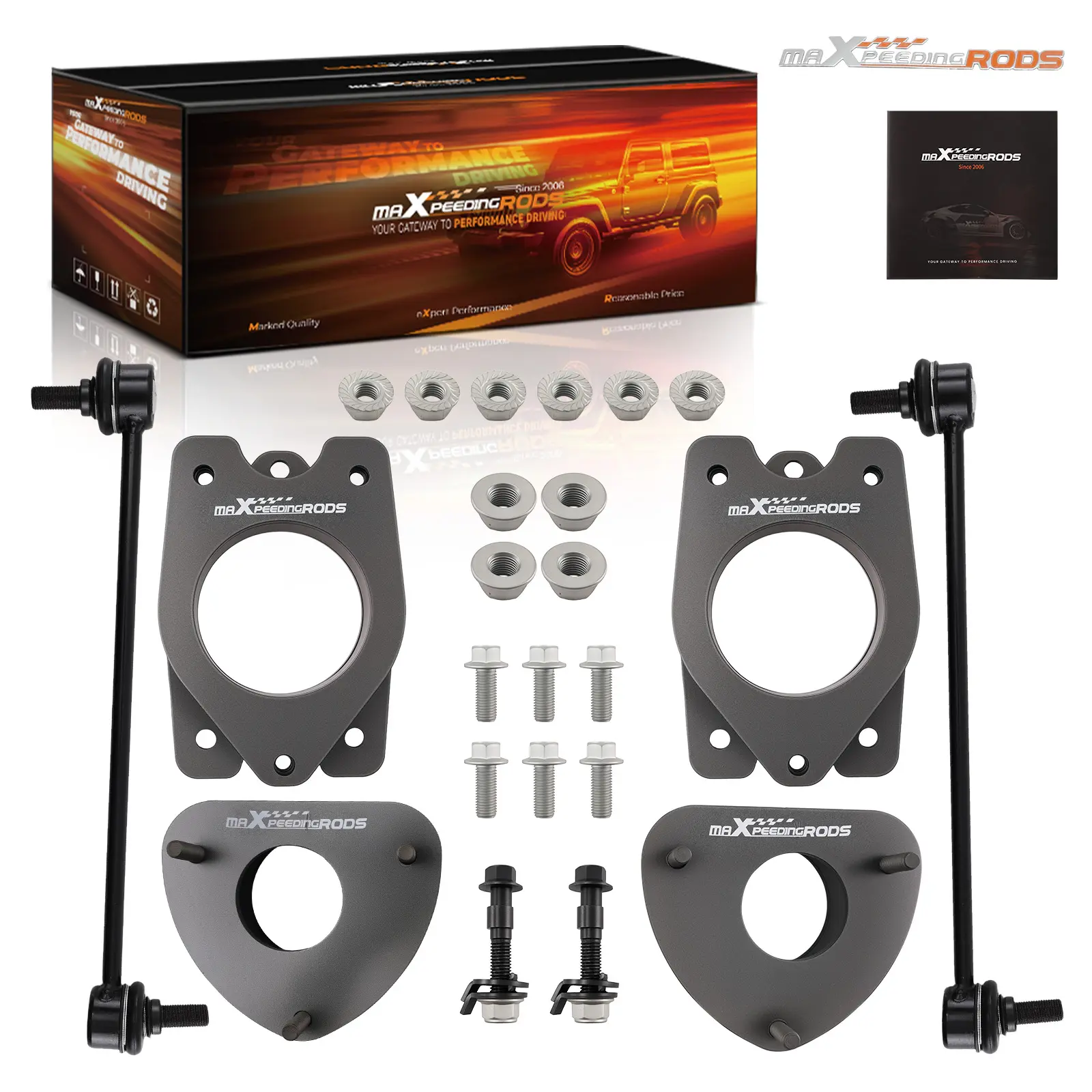 3 Complete Level Set with Links compatible for Honda Ridgeline 06-14 Front Rear Steel