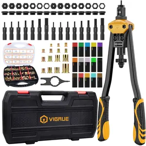 VIGRUE 16'' Rivet Nut Tool Kit,Rivnut Tool Kit Set with 15PCS Metric & Inch Mandrels,M3, M4,M5,M6,M8,M10,M12,6-32 to 1/2-13,Free 300PCS Metric & SAE Rivet Nuts Assortment Rugged Carrying Christmas Gift Ideas Portable