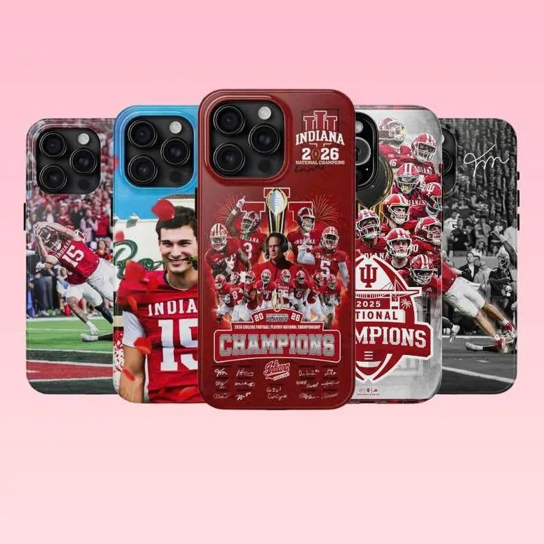 Indiana Football Championship, Red Team Collage Fan ArtSuitable for iPhone 17-11 Pro Max/Plus and  Samsung Galaxy S23-25