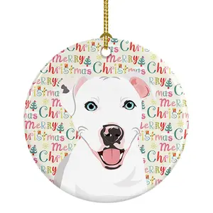 Carolines Treasures  2.8 x 2.8 in. Unisex Pit Bull White No.1 Christmas Ceramic Ornament