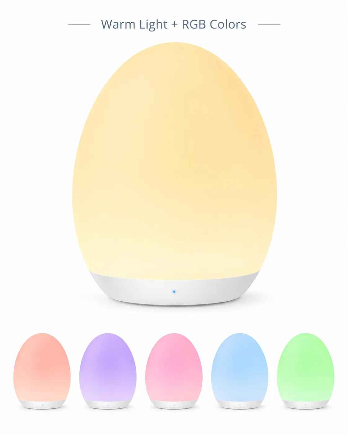 Rechargeable BPA-Free Egg Night Light for Kids - Stepless Dimming, Touch Control, Memory Function, Nursery & Breastfeeding Use
