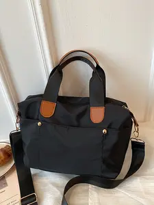Women's Waterproof Nylon Messenger Bag, Casual Crossbody Shoulder Bag & Large Capacity Top Handle Handbag with Adjustable Shoulder Strap and Multi-pocket Design, Fashion Ladies Purse for Daily Travel Commute Shopping