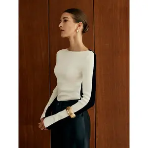 Casual Two Tone Panel Knit Top