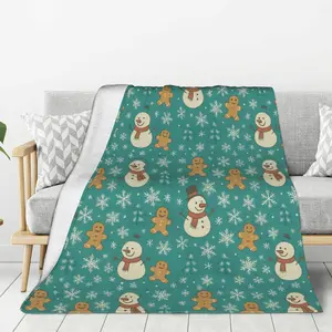 Christmas gingerbread blanket | Green holiday Christmas blanket