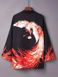 Japanese-style, Japanese-style haori, ethnic style, ukiyo-e dragon robe, loose Japanese shirt, yukata, kimono, cardigan, short coat trend