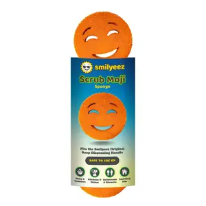 The Original Scrub Moji Scrubbing Sponge by Smilyeez (Set of 3) - Orange - Temperature-Responsive Polymer Foam, Stain and Odor Resistant, Ideal for Kitchen and Bathroom Cleaning (Copy) (Copy)