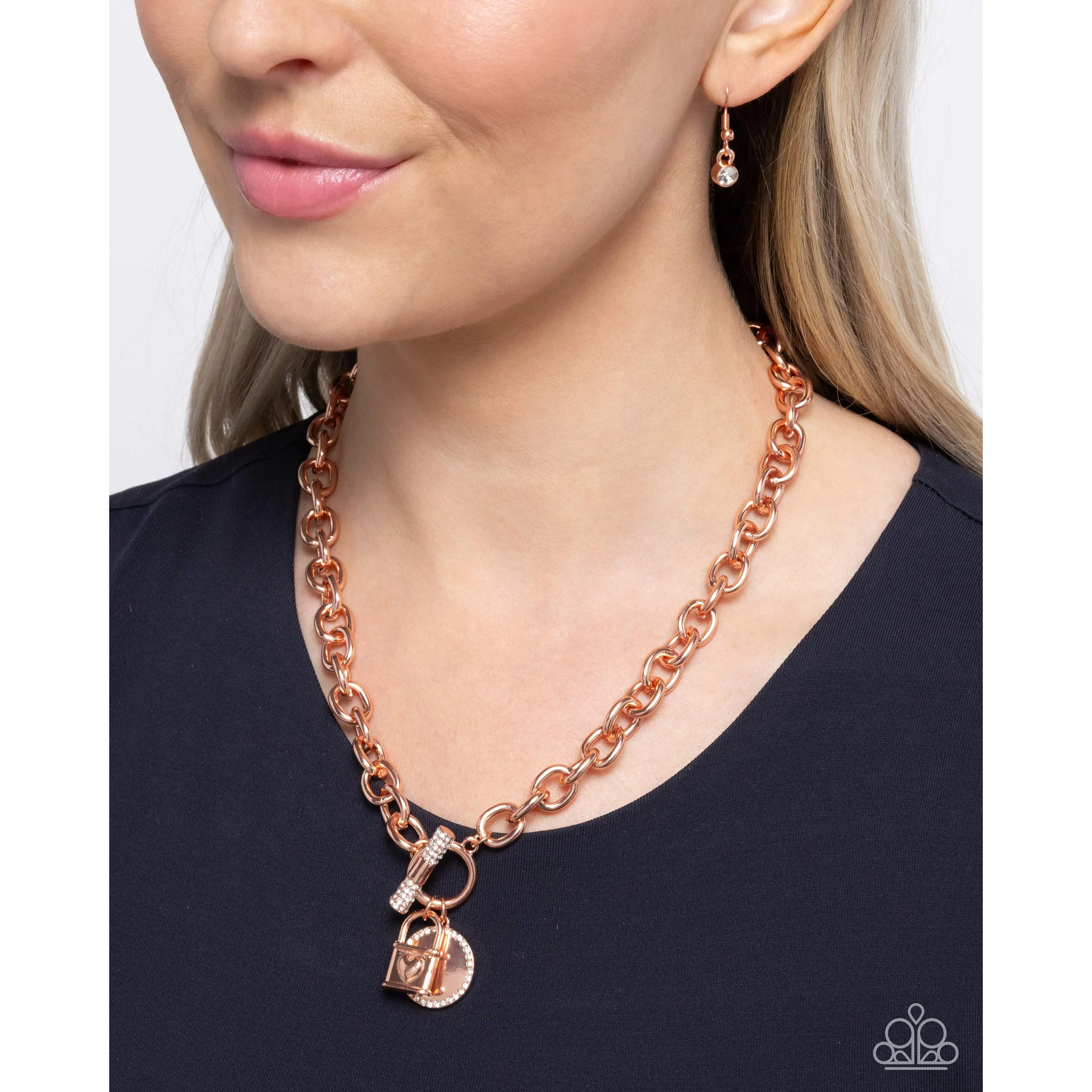 Paparazzi Locked Lady - Copper Necklace P2BA-CPSH-070XX