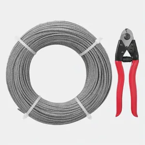 Marine-Grade Stainless Steel Cable Kit - 1/8" T316 Deck Railing Wire Rope, 300 ft Length with Cutter, 7x7 Strands Construction for Outdoor Handrail, Stair, Decking, and Fence  DO