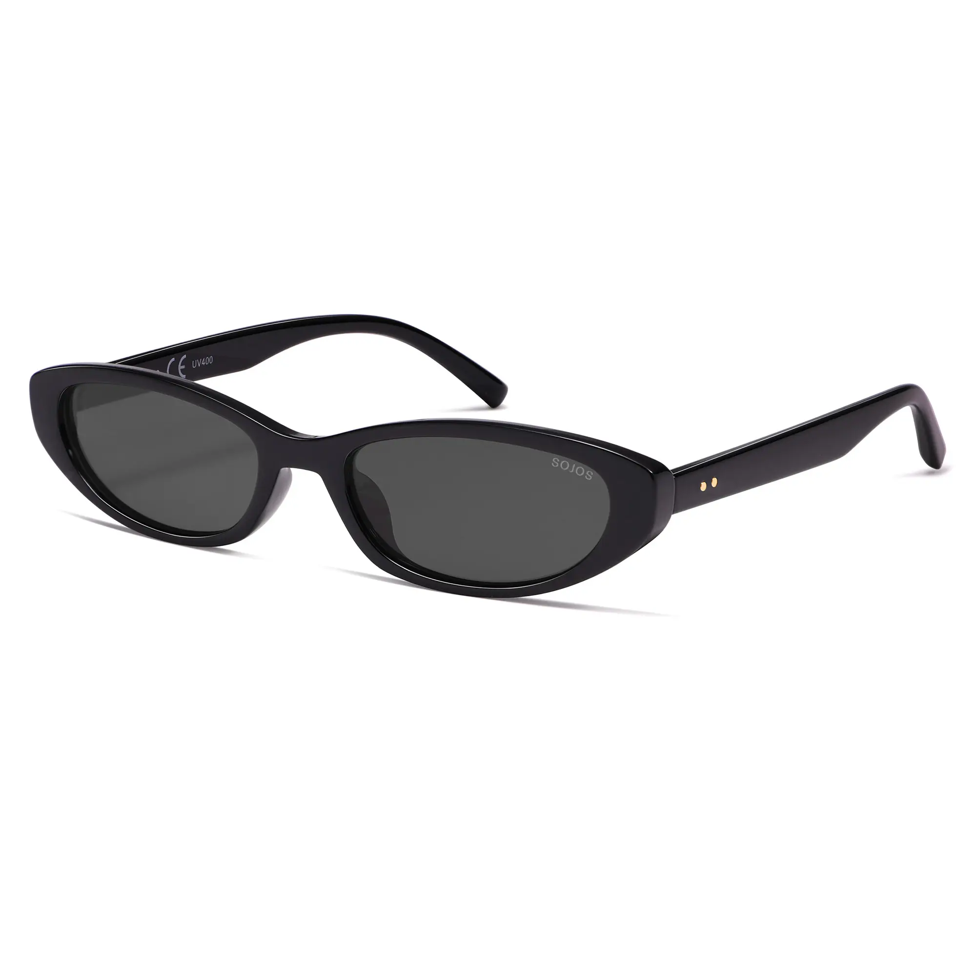 SOJOS Trendy Oval Cat Eye Polarized Sunglasses Womens Mens, 80s 90s Retro Small Thin Y2K Sunnies