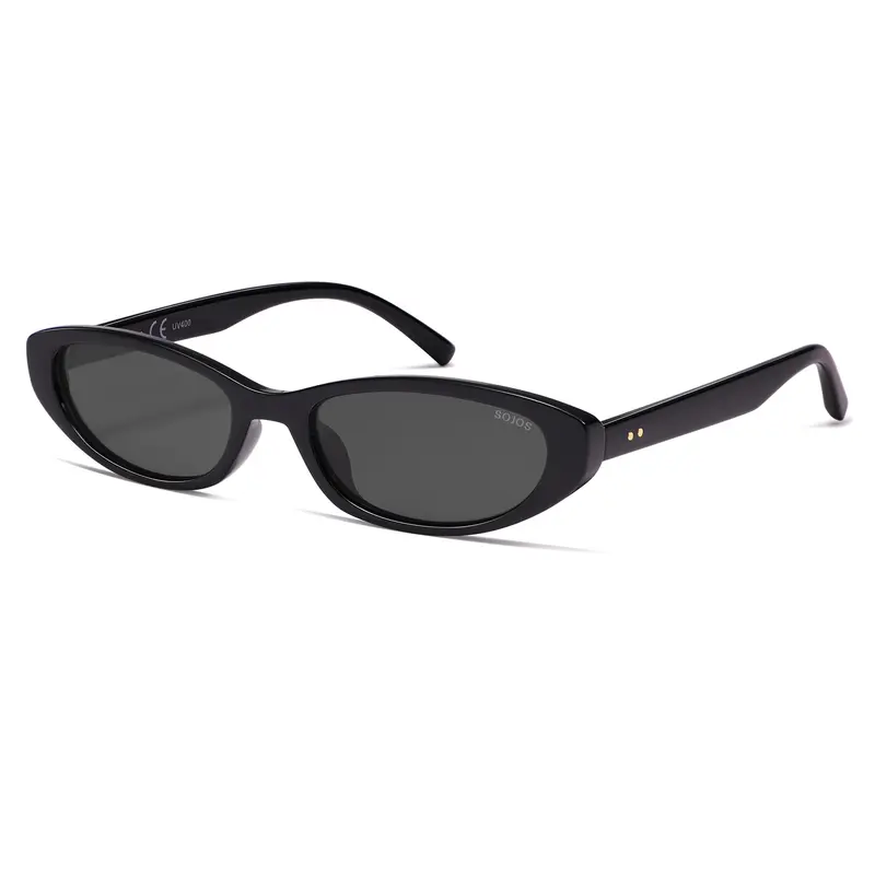 SOJOS Trendy Oval Cat Eye Polarized Sunglasses Womens Mens, 80s 90s Retro Small Thin Y2K Sunnies