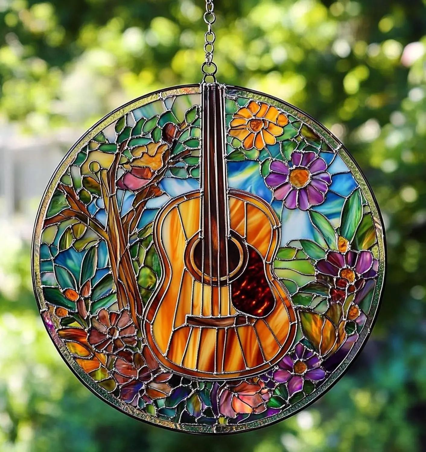 OTAKU KRAFT Hippe Guitar Horse Suncatcher Light Catcher Window Decor Lover Ornament and Home Gift for Lovers Sun Catchers Indoor Windown Suncatchers Windows Hanging Garden Outdoor