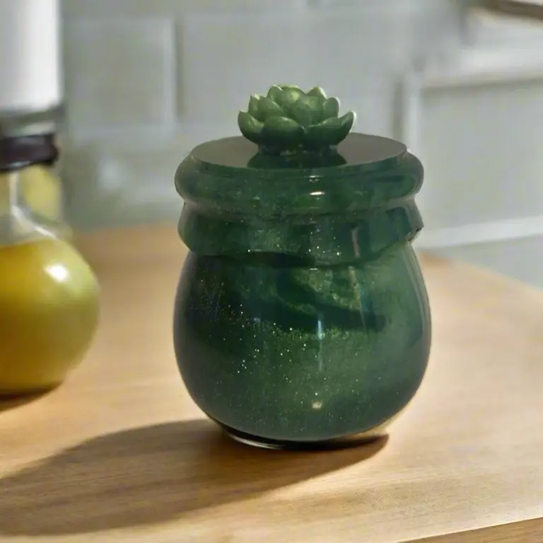 Decorative Jars and Candle Jars - Resin, Green Finish, No Lids, Versatile for Home Decor and Organizing - Bottles