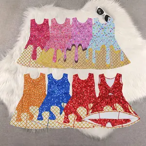 New cute Sibling Yoga Kids Girls Hot Pink Sprinkle Ice Cream Team Athletic Dress for Children's Activity Wear Children Clothes Cute Summer Toddlers Little Girls Outfits Kids Clothing Girls Athletic Wear Athletic Dress For Girls baby