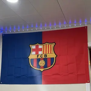 PIKPAKA FC Barcelona Football Club Flag, European Simple Design Horizontal High-Density Knitted Polyester Banner, Durable All-Weather Wall Decor, Decorative Banner