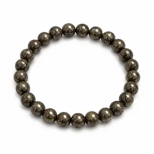 Natural Pyrite Bead Bracelet - 4mm & 6mm Beads, Elastic Band, Abundance & Protection, Energy Stone for Success Crystal Beaded