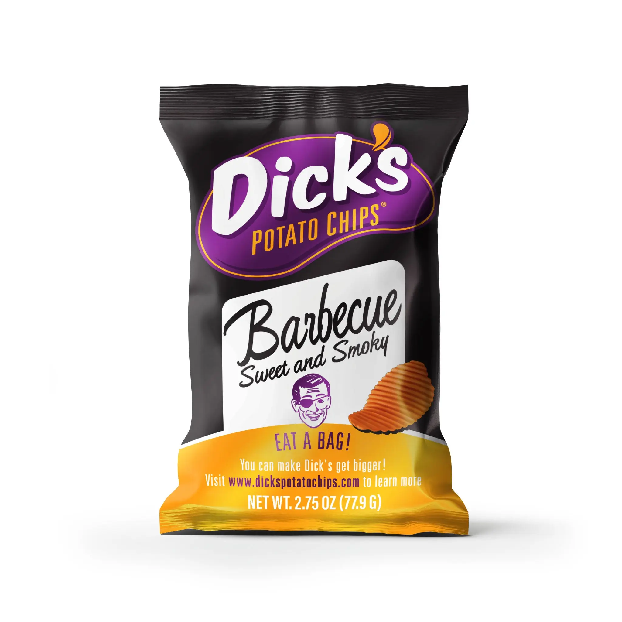 Dick's Ripple Potato Chips, Sweet & Smoky BBQ — 2.75 oz Bags, Case of 16