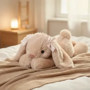 35cm/13.77in Cute Lop Jimny Rabbit Plush Toy Long Ears Bunny Doll Funny Baby Companion Room Decorate Creative Gifts For Kids Birthday Party Home Girls Room Decor Soft Cuddly Gift