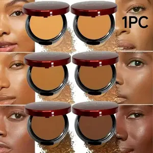 Waterproof Sweat-Proof Contour Powder Compact, Oil Control Matte Finish, Stacking Coverage, Suitable for Light Skin Tone, Portable Makeup Tool