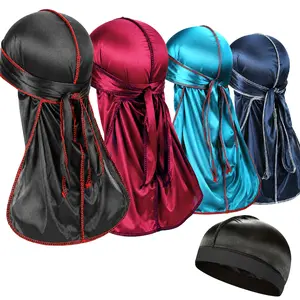 4PCS Silky Durags for Men Women 360 Waves with 1 Wave Cap, Silky Satin Durag Extra Long Tails