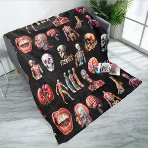 Human Brain Pattern Blanket, Soft Flannel Material, Suitable for Living Room Sofa, Bedroom Use, Decorative Blanket, All Seasons