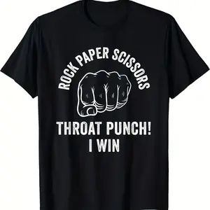 "Rock Paper Scissors Throat Punch! I Win" Funny Meme T-Shirt, Sarcastic Humor Tee