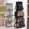 Hangable Non-Woven Fabric Purse Organizer - 6/8 Pocket Foldable Vertical Hanging Bag Organizer, 1-Count Space-Saving Rack for Closet, Wardrobe Handbags