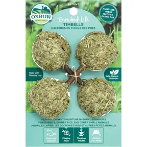 Oxbow Enriched Life Timbells, Rabbit Toys, Guinea Pig Toys, Enrichment for Bunny, Guinea Pig, Hamster, Rabbit, Chinchilla, Timothy Hay, Chinchilla Cage Accessories, Small Pet Accessories for Cage