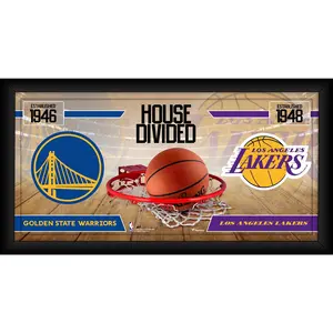Golden State Warriors vs. Los Angeles Lakers Framed 10" x 20" House Divided Collage