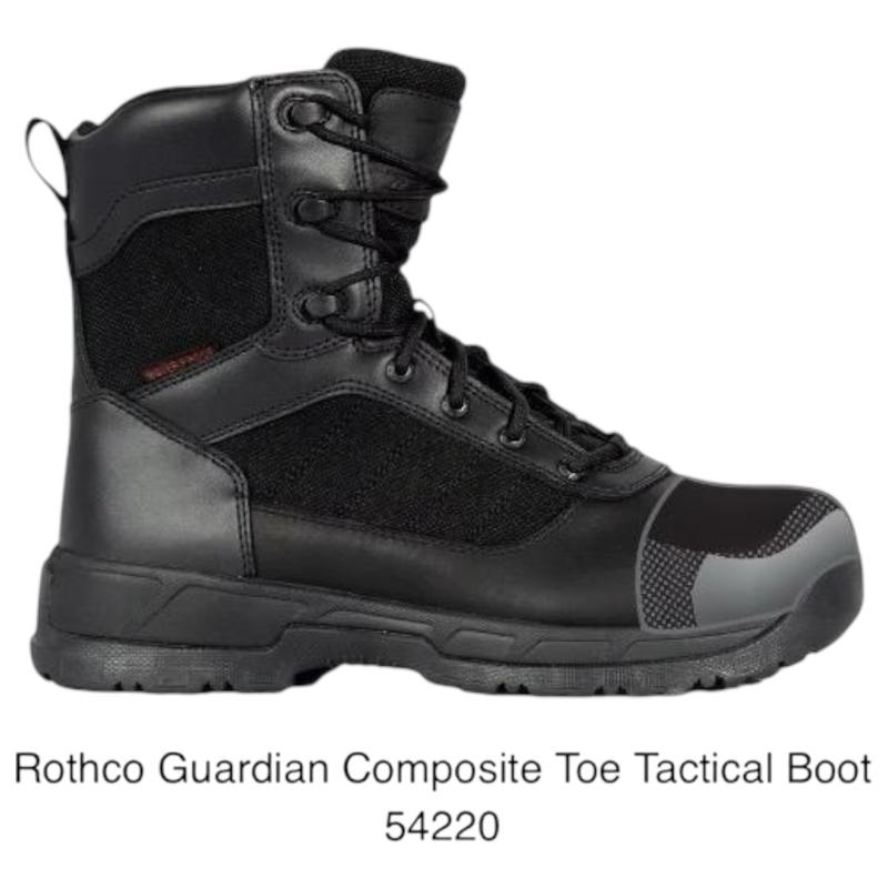 Rothco Guardian Composite Toe 8 Inch Tactical Boot Black - H20 Lock Waterproof, Molded EVA Footbed And EVA Midsole, Ground Lock Terrain Endurance System, Workwear Footwear,  Walking Shoes Closed Leather