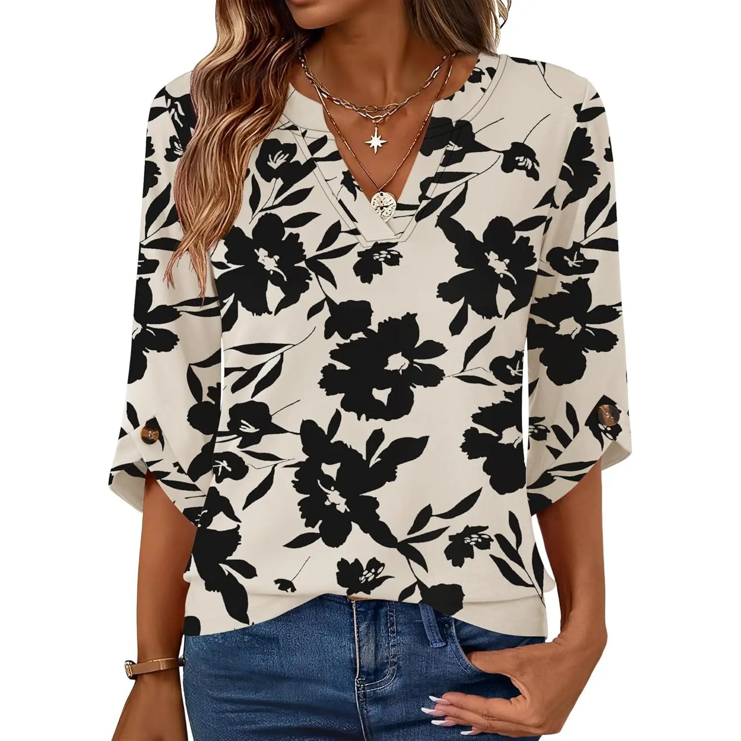 B Apricot Black Floral