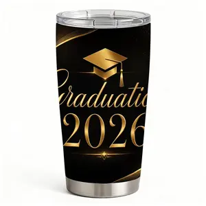 20oz Elegant Gold Graduation 2026 Design Stainless Steel Tumbler， Tumbler with Lid Double Wall Vacuum Insulated Travel Mug， Coffee Cups With Lids， Perfect Gifts For Birthday Holidays