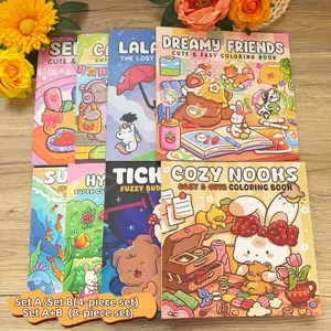 4/8 Pieces Cute Coloring Book Set,  Multi-Theme Designs, Enjoy Drawing Process, Stress Relief Art, Art Supplies, Perfect Gift for Holidays & Daily Fun