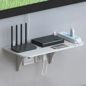 Router Floating Shelf Wall Mounted Shelf Hanging Rack Multi Tap Outlet Wifi TV Set Top Box Board Hidden Bracket Storage Organizer Wall Mount Design Wall Mount Holder