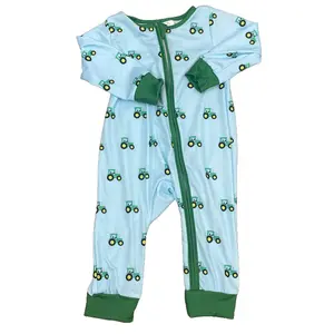baby boy clothes green tractor farm clothes newborn boy winter romper zipper sleep wear baby  onesie