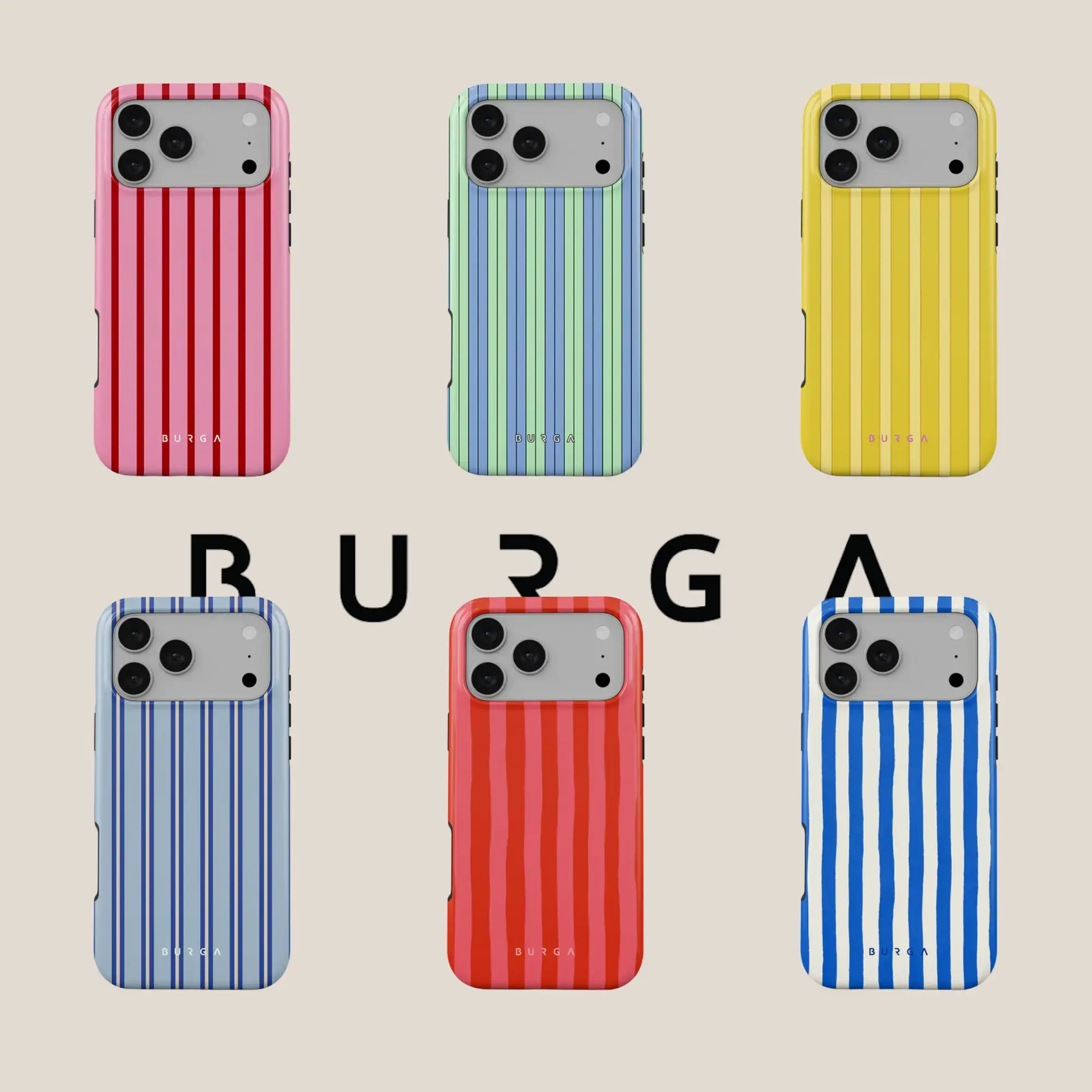 Burga Compilation of Striped Patterns MagSafe/Tough Case for iPhone 17, 16, 15, 14, 13, 12, 11, Pro Max, Striped Pattern Cover, Stylish and Protective Cover, Heavy Duty Shockproof Trendy Phone Shell