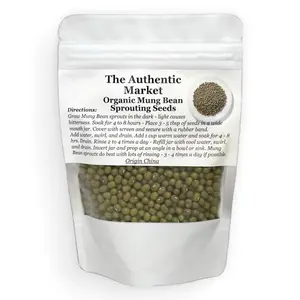 The Authentic Market Organic Mung Bean Sprouting Seeds Home Growth Kit - Superfood use in soups, smoothies, salads filled with vitamins, minerals, enzymes, high in protein, fiber