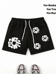 Men's casual outdoor running basketball shorts with print - breathable and lightweight sports shorts suitable for summer training, gym and casual wear, regular fit, machine washable, adjustable and comfortable fit