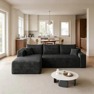 95" L Shape Couch Comfy Sectional Boneless Sofa with Left Chaise for Living Room