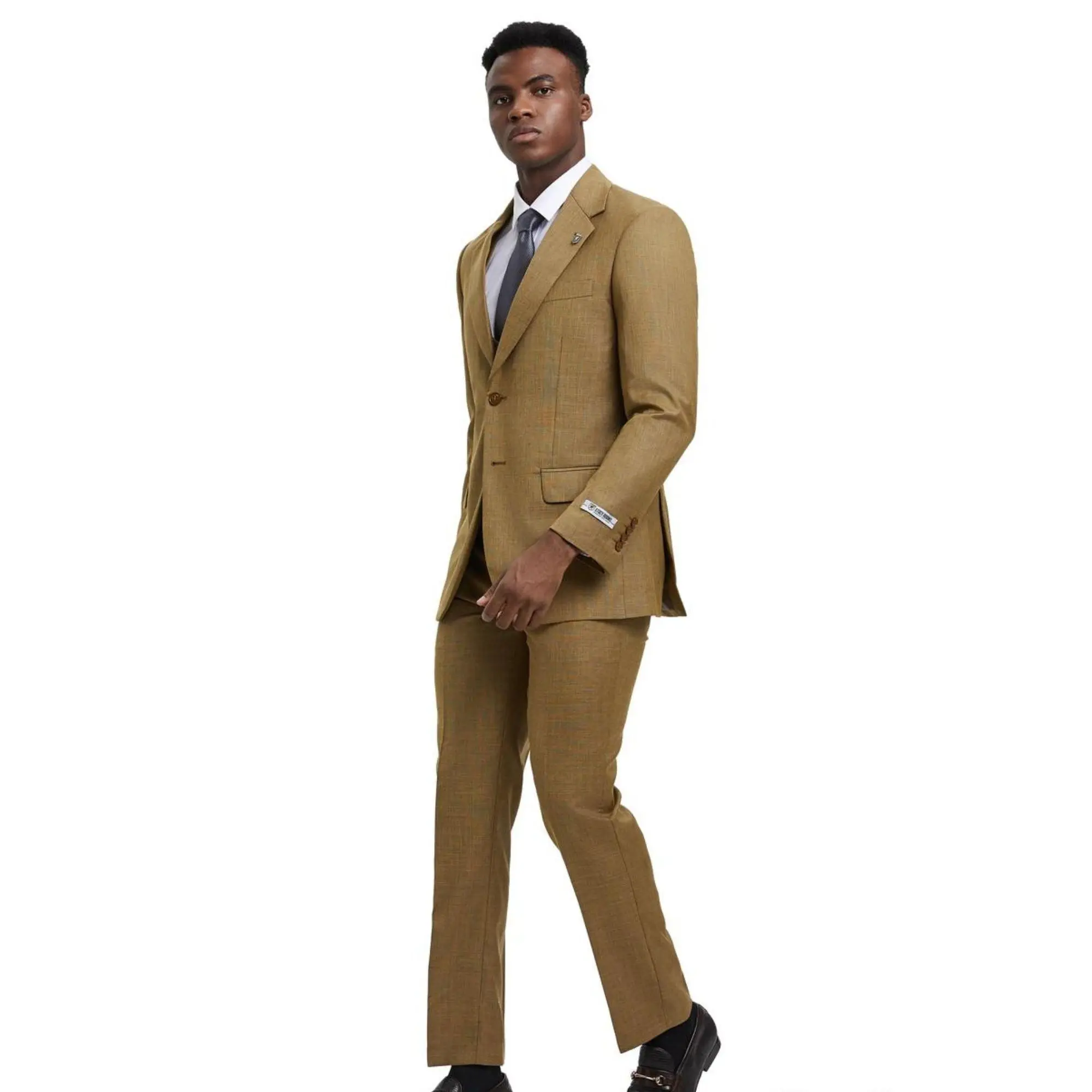 Textured 3-Piece Hybrid Fit Suit with Double-Breasted Vest - Oatmeal